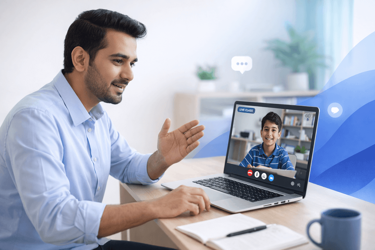Online tutor teaching student